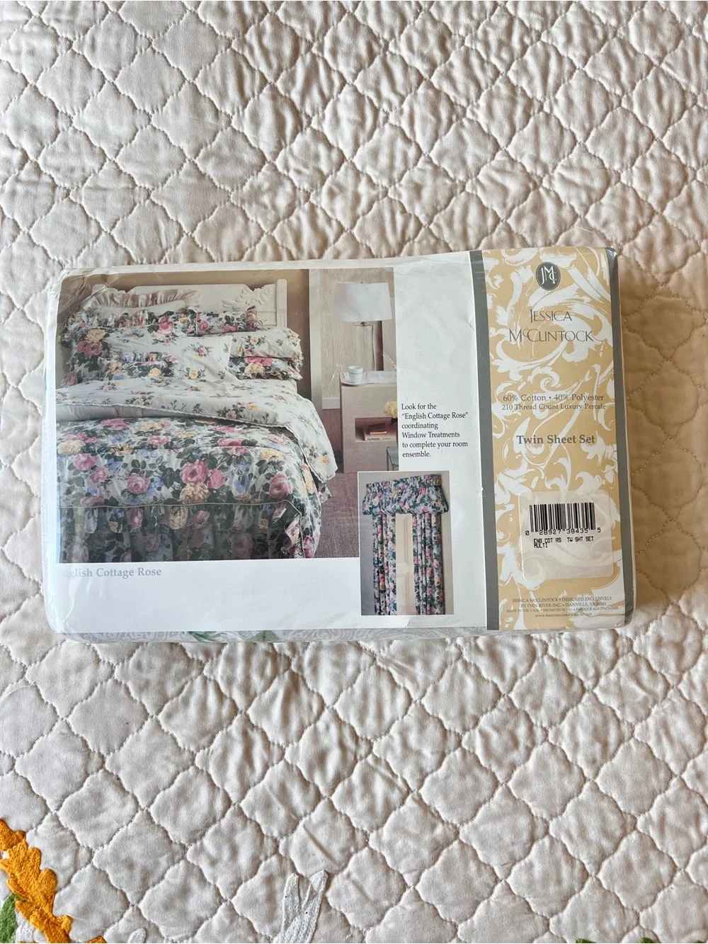 Vintage Jessica McClintock English Cottage Rose Floral Twin Sheet Set Cotton 210